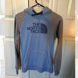 Blue and grey Northface sweatshirt
